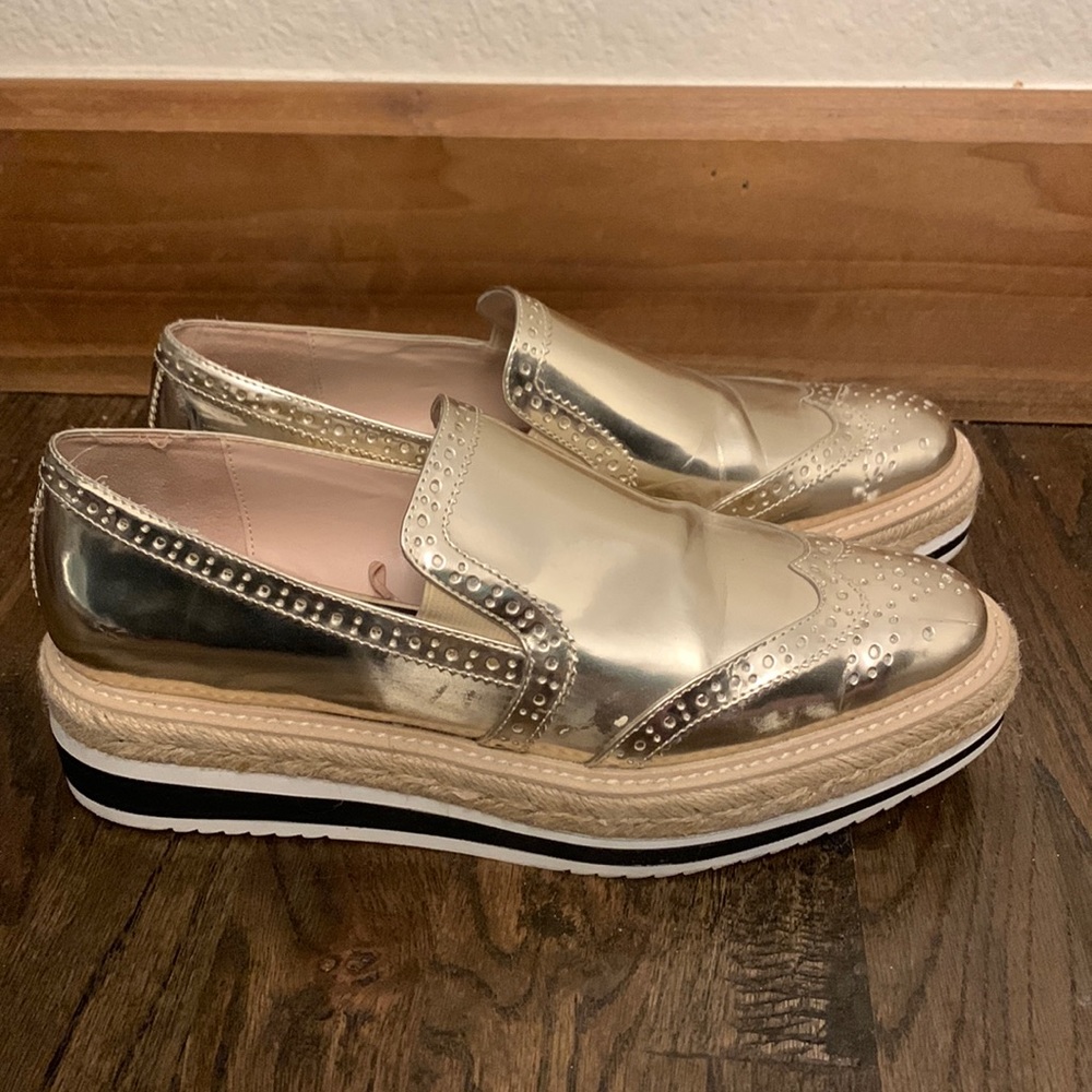 Zara Brushed Metallic Platform Loafers